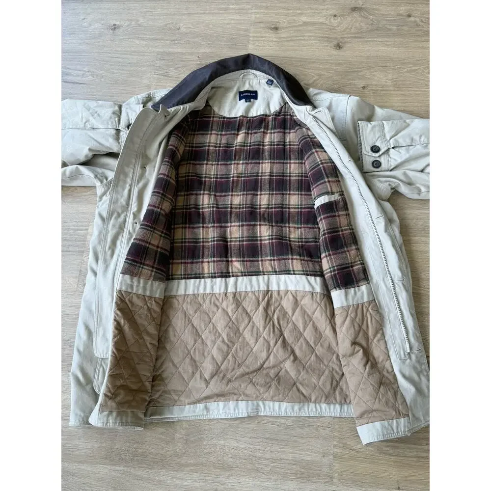 Harbor Bay Canvas Chore Coat/Jacket With Leather Collar Mens 3XLT Tall Beige